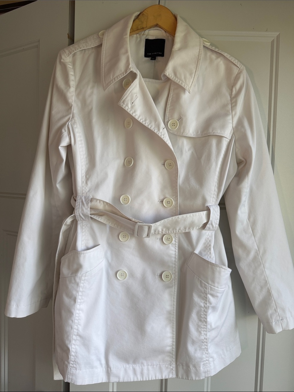 The Limited white double breasted trench coat - size Large